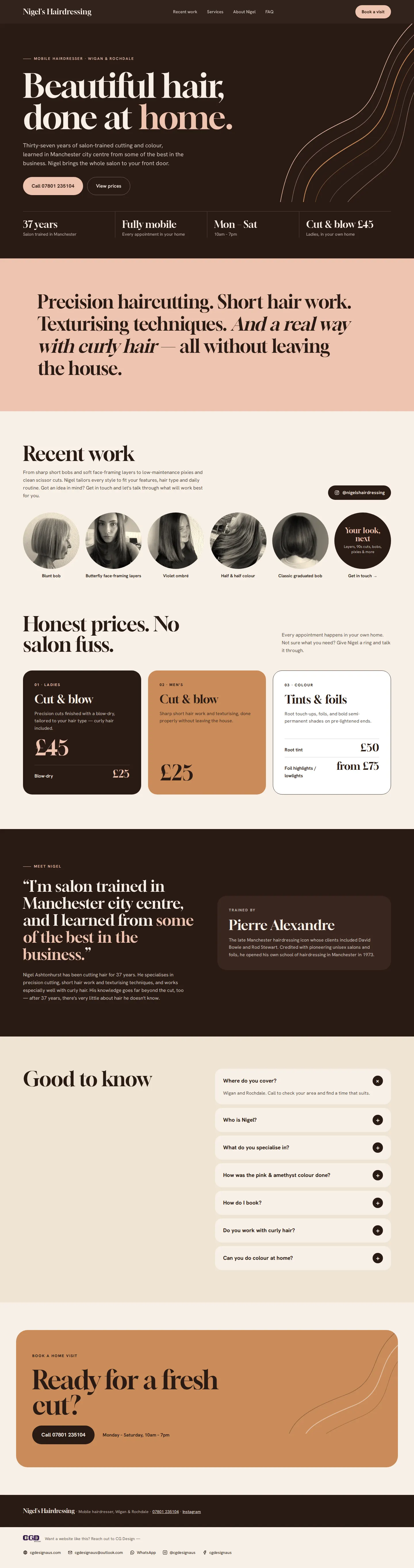 Nigel's Hairdressing's new website by CG Design & Co.